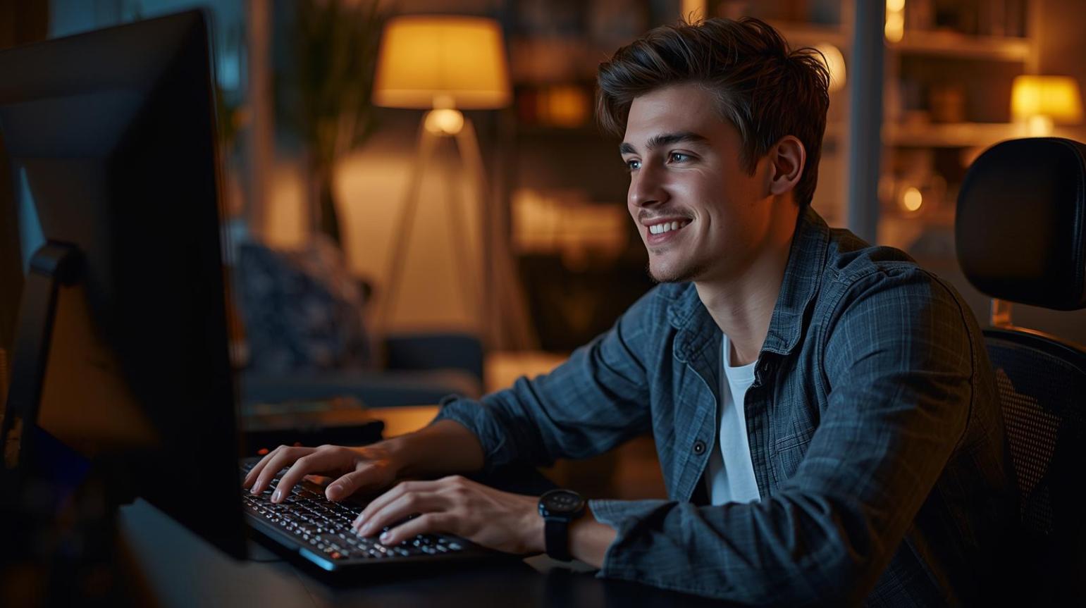Man enjoying online casino game at night with subtle excitement and focus - The Pulse of Winning Takes Shape as Sound and Chance Converge Inside Parimatch Casino
